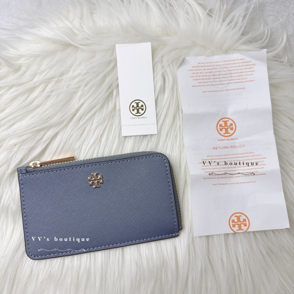 ⭐️⭐️Price Drop! NEW! Tory Burch Emerson Colorblock Zip Card Case Wallet Eclipse